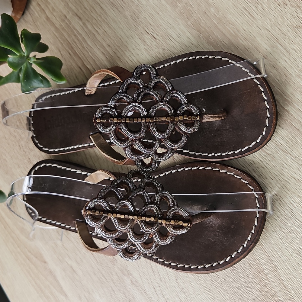 LaidBackLondon Beaded Leather Thong Sandals